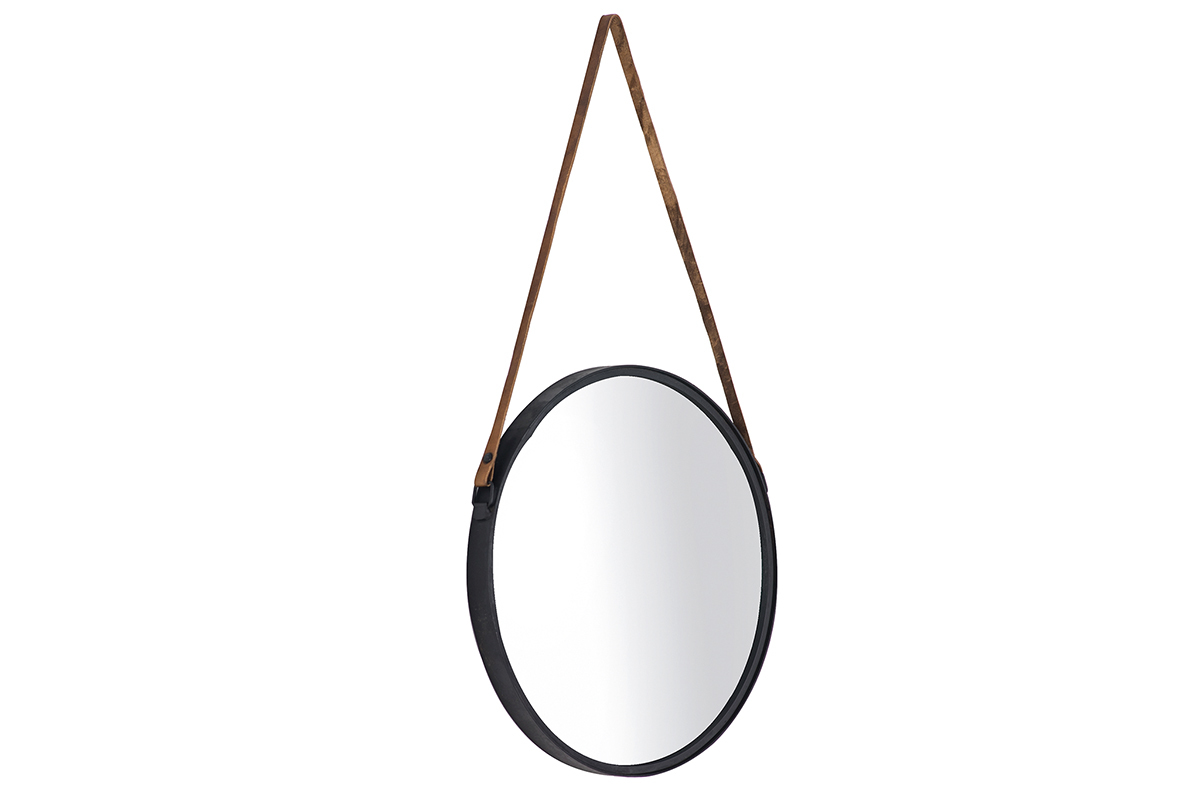 Specchio rotondo design in metallo Nero 40 cm KARL