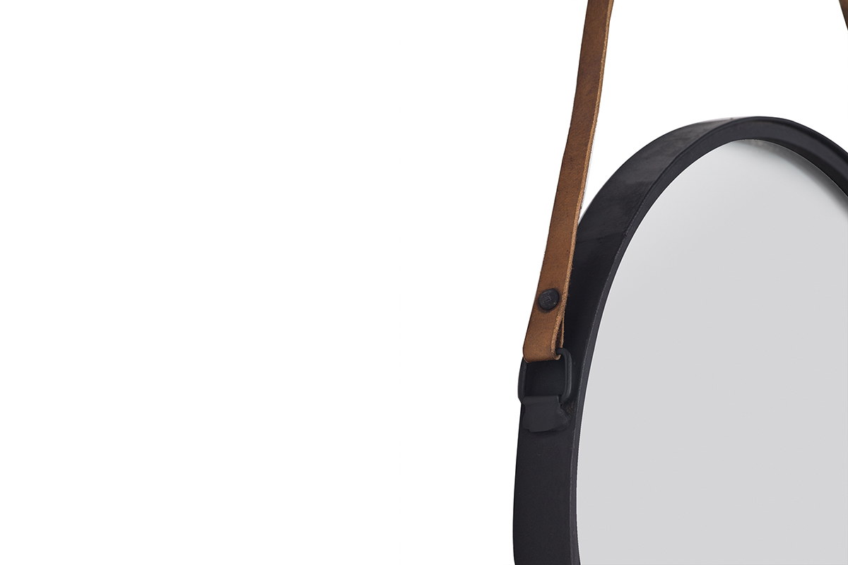 Specchio rotondo design in metallo Nero 40 cm KARL
