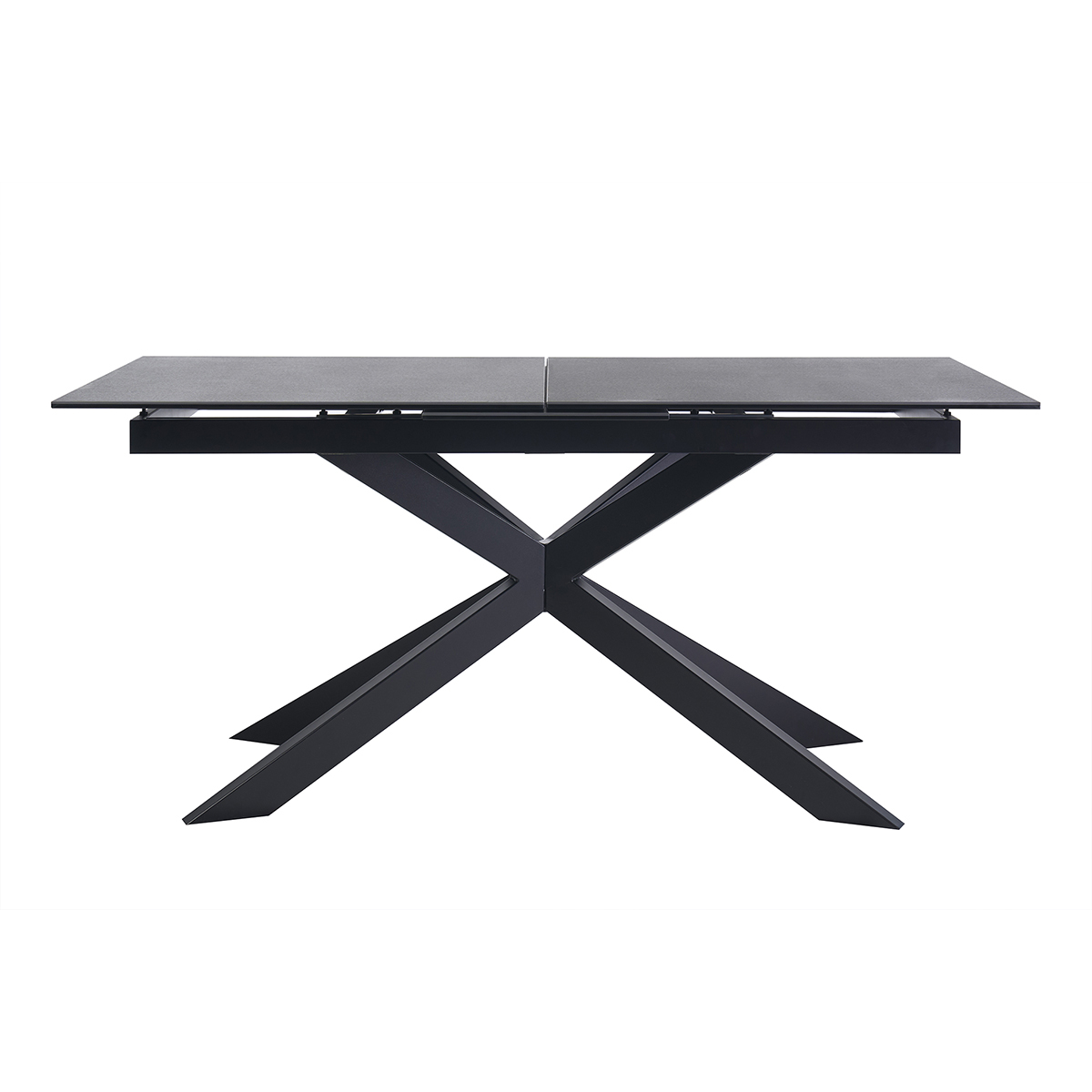 Table allungabile da pranzo in ceramica nera e metallo L168-210 cm MELZA