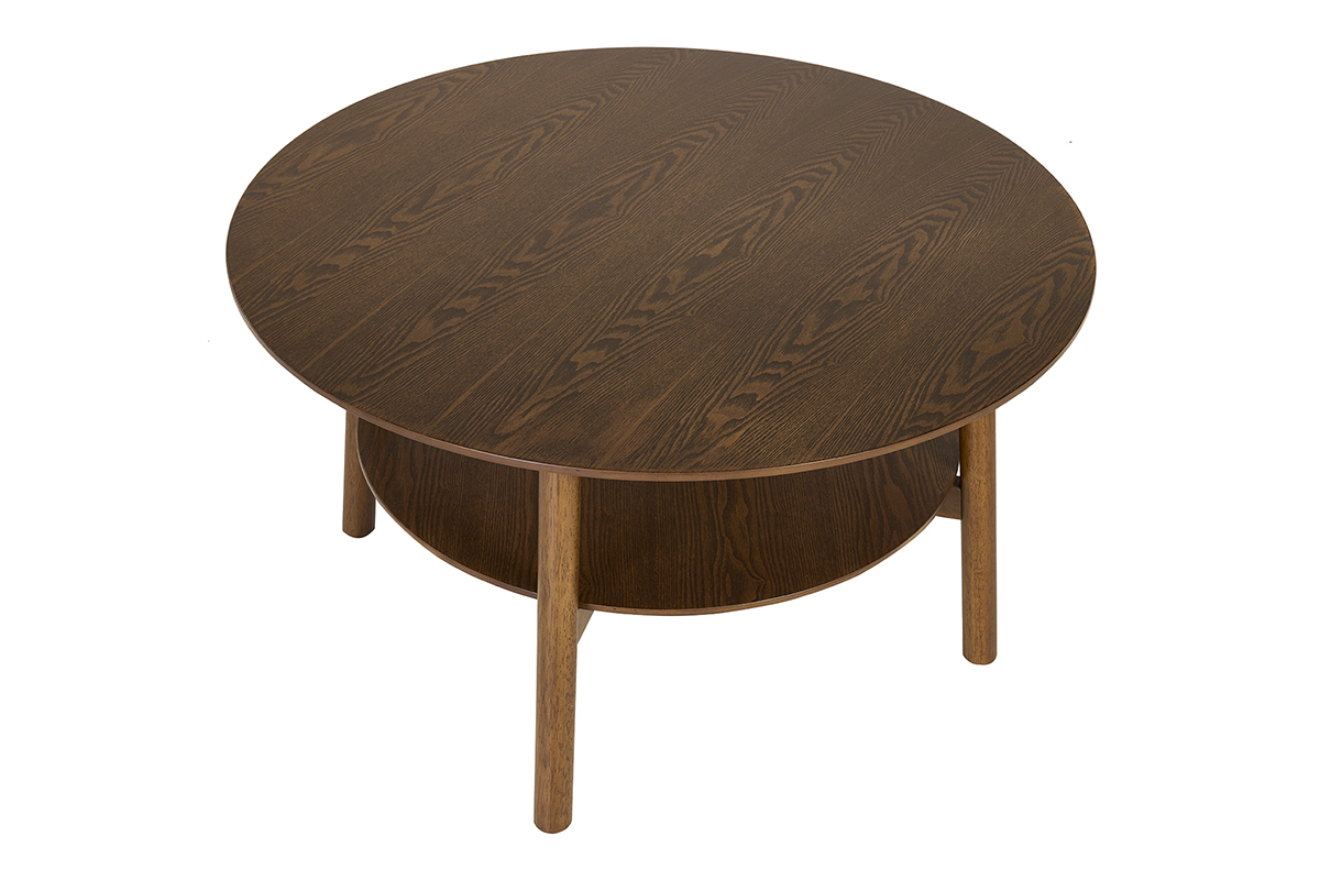 Table basse rotonda in legno scuro D80 cm MALVA