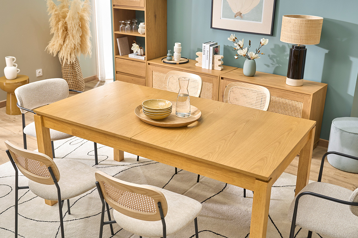 Table da pranzo allungabile in legno chiaro rovere L170-230 cm SYLVA