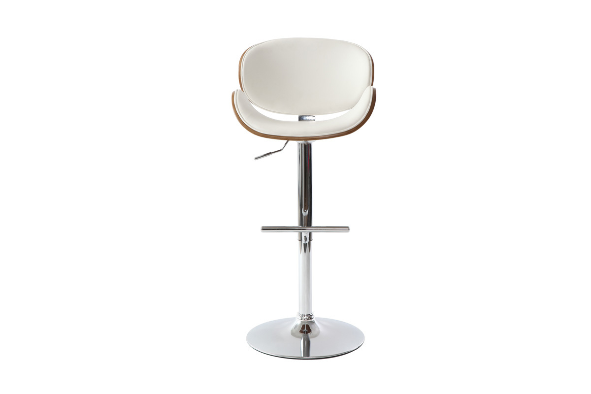 Tabouret da bar design bianco e legno scuro WALNUT