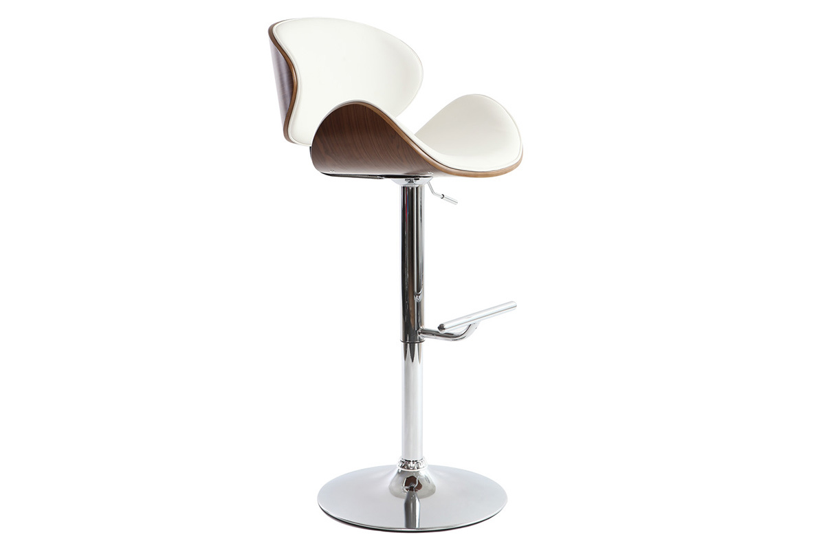 Tabouret da bar design bianco e legno scuro WALNUT