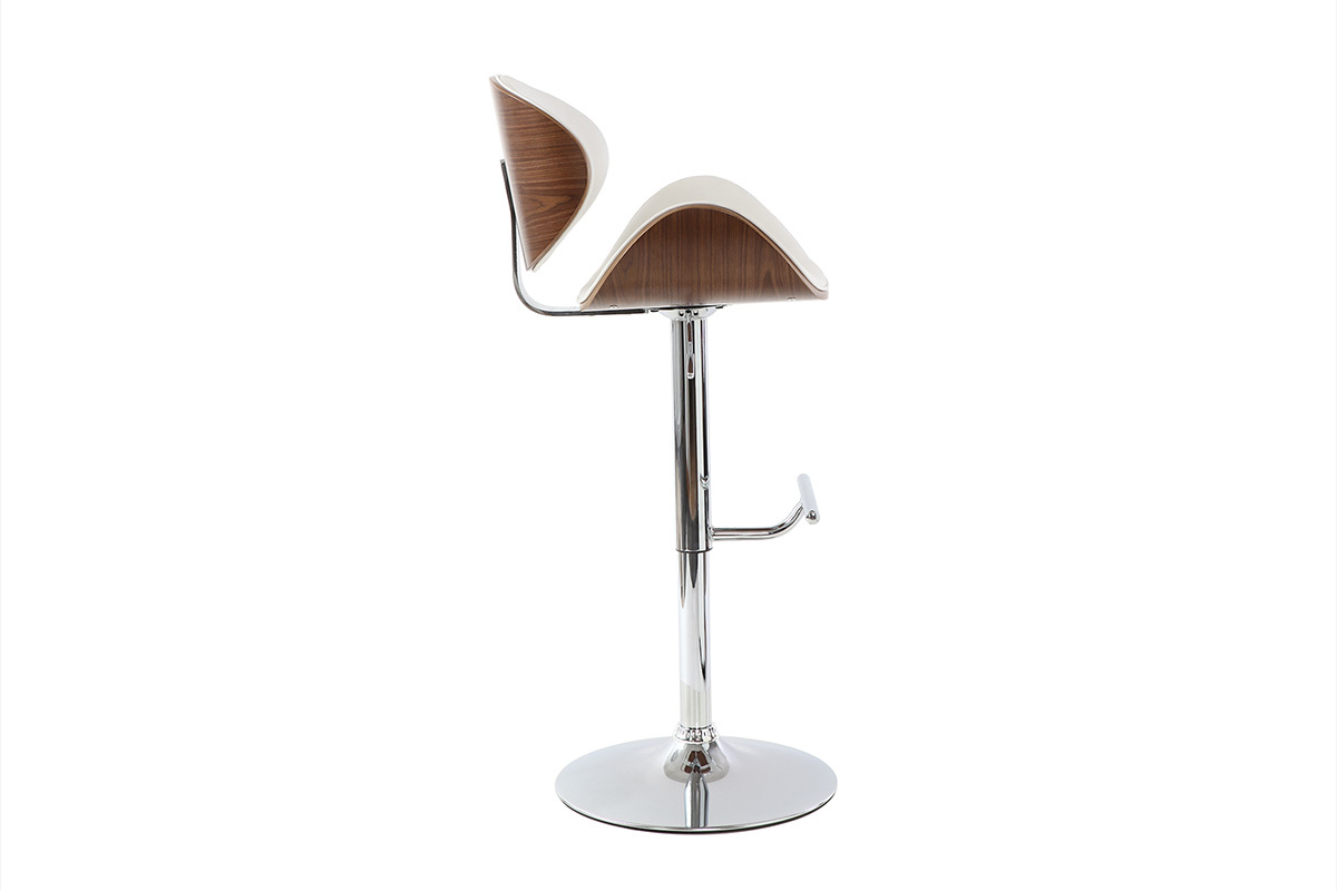 Tabouret da bar design bianco e legno scuro WALNUT