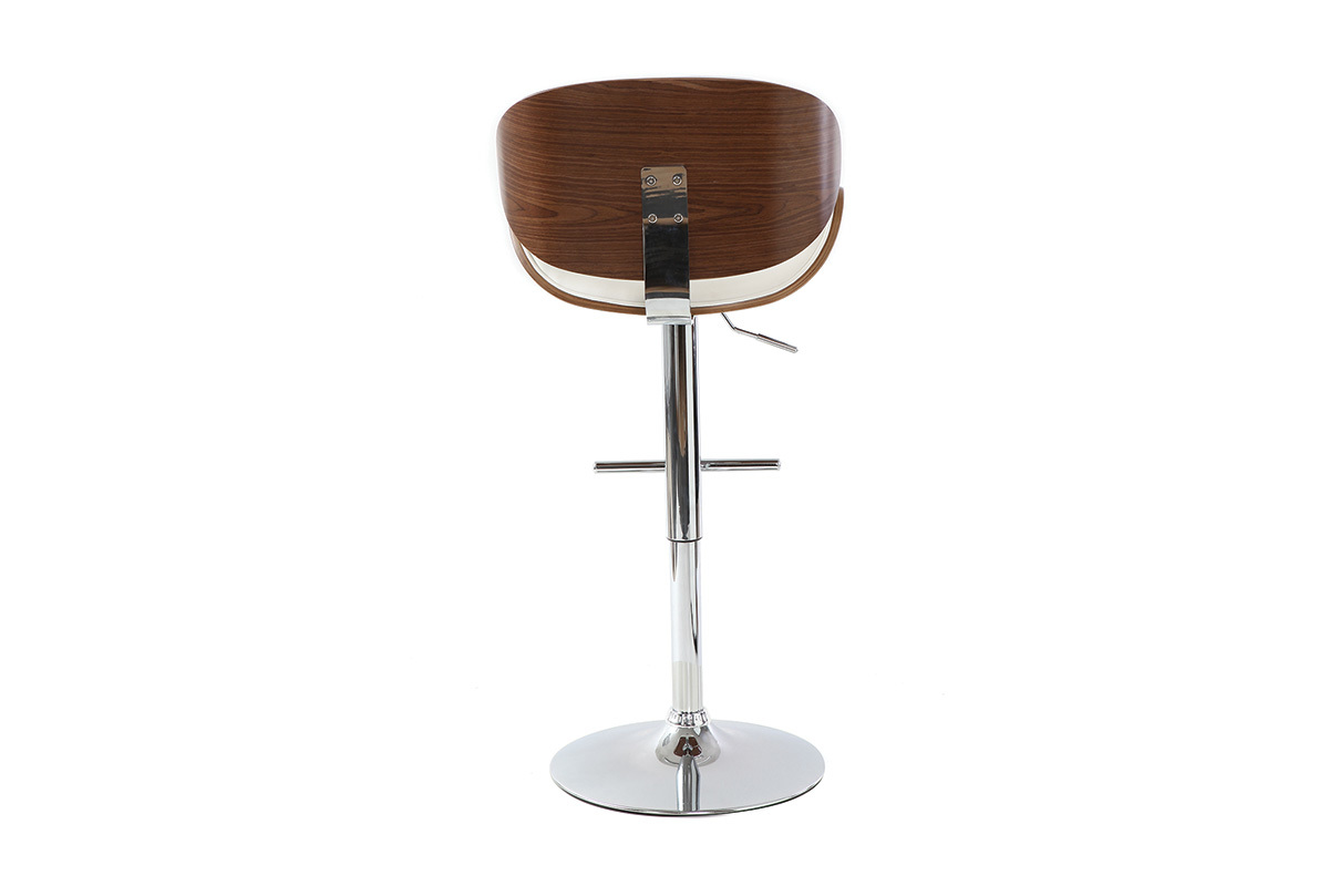 Tabouret da bar design bianco e legno scuro WALNUT