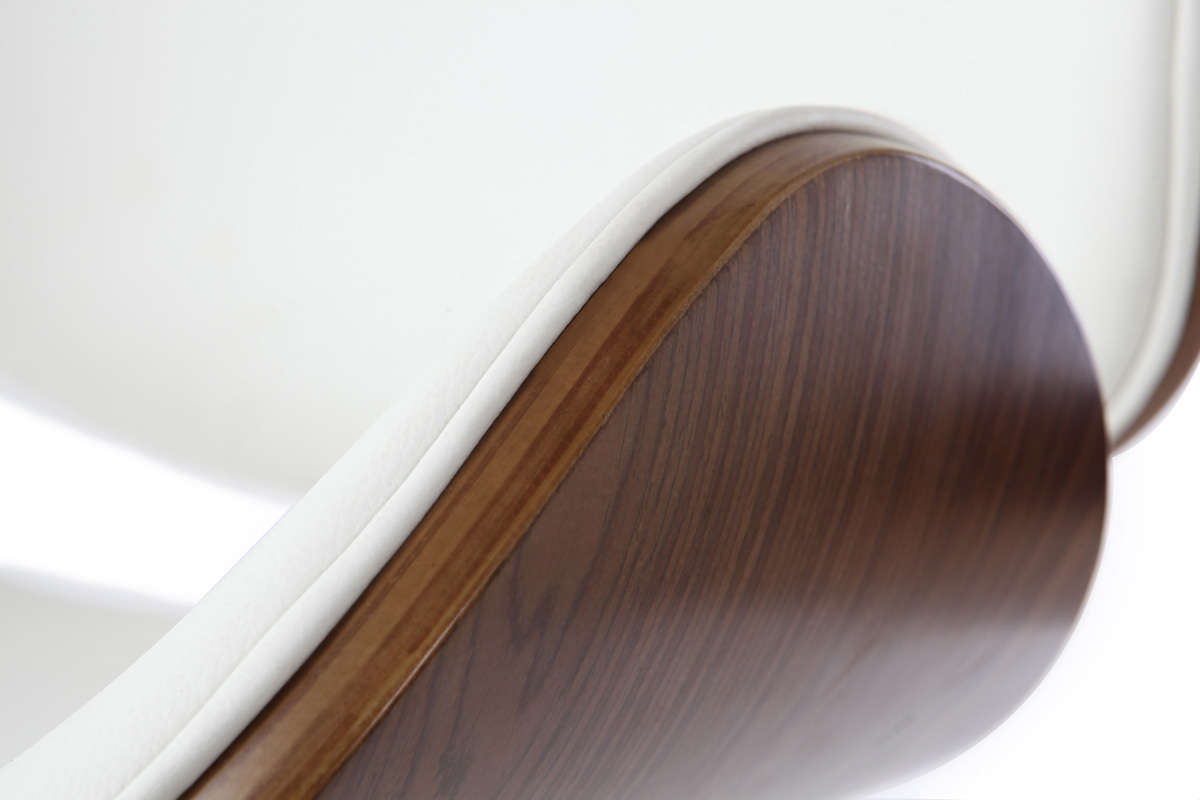 Tabouret da bar design bianco e legno scuro WALNUT