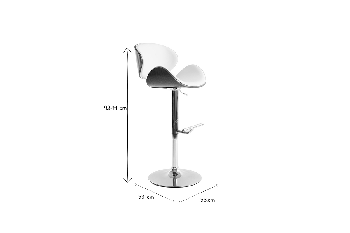 Tabouret da bar design bianco e legno scuro WALNUT