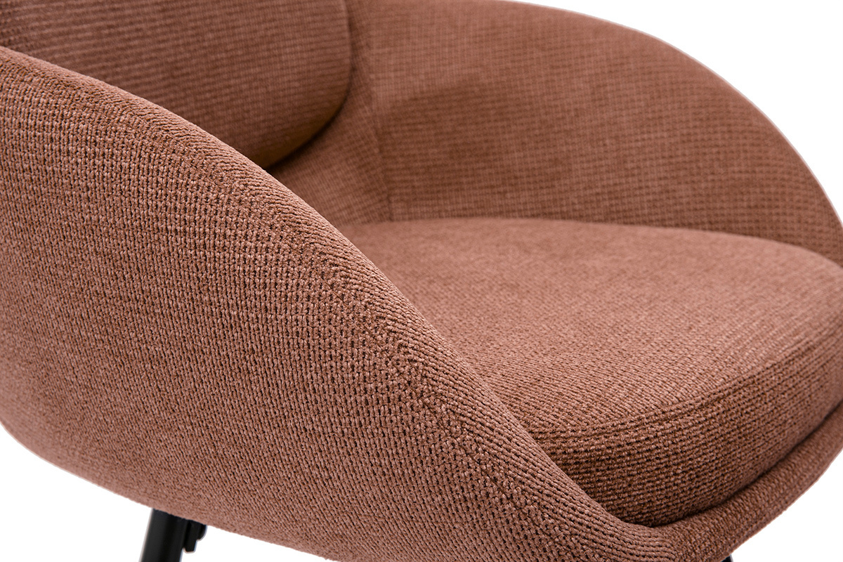 Tabouret da bar in tessuto a chenille terra bruciata e metallo nero H68,5 cm (lotto da 2) SLAKE
