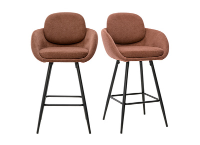 Tabouret da bar in tessuto a chenille terra bruciata e metallo nero H68,5 cm (lotto da 2) SLAKE