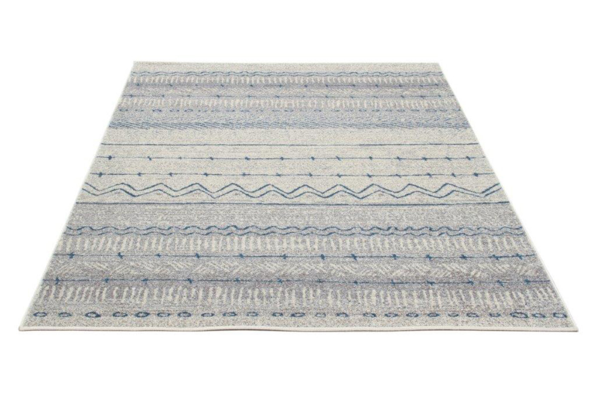 Tappeto a motivi beige e blu 150 x 220 cm TRIBAL