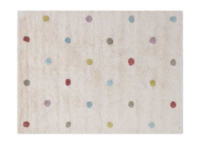 Tappeto bambino in cotone beige motivo poid multicolore 100 x 150 cm DADA