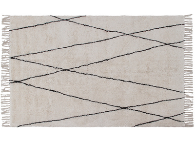 Tappeto berbero a frange in cotone écru 160 x 230 cm HODNA