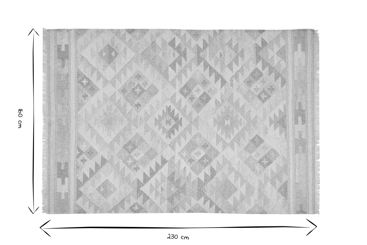 Tappeto berbero beige con motivi in lana e cotone 160 x 230 cm MAKA