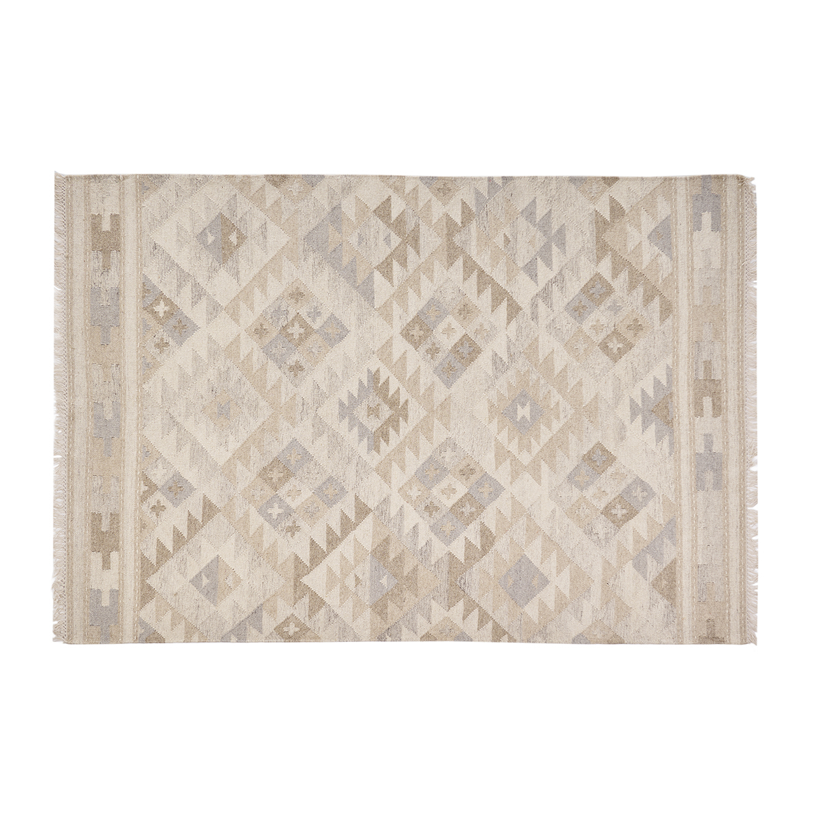 Tappeto berbero beige con motivi in lana e cotone 160 x 230 cm MAKAÏ