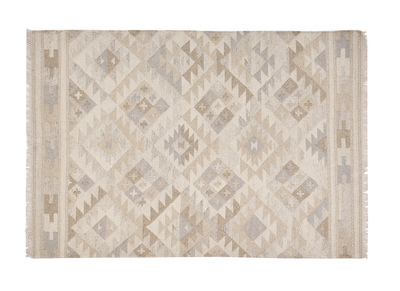 Tappeto berbero beige con motivi in lana e cotone 160 x 230 cm MAKAÏ