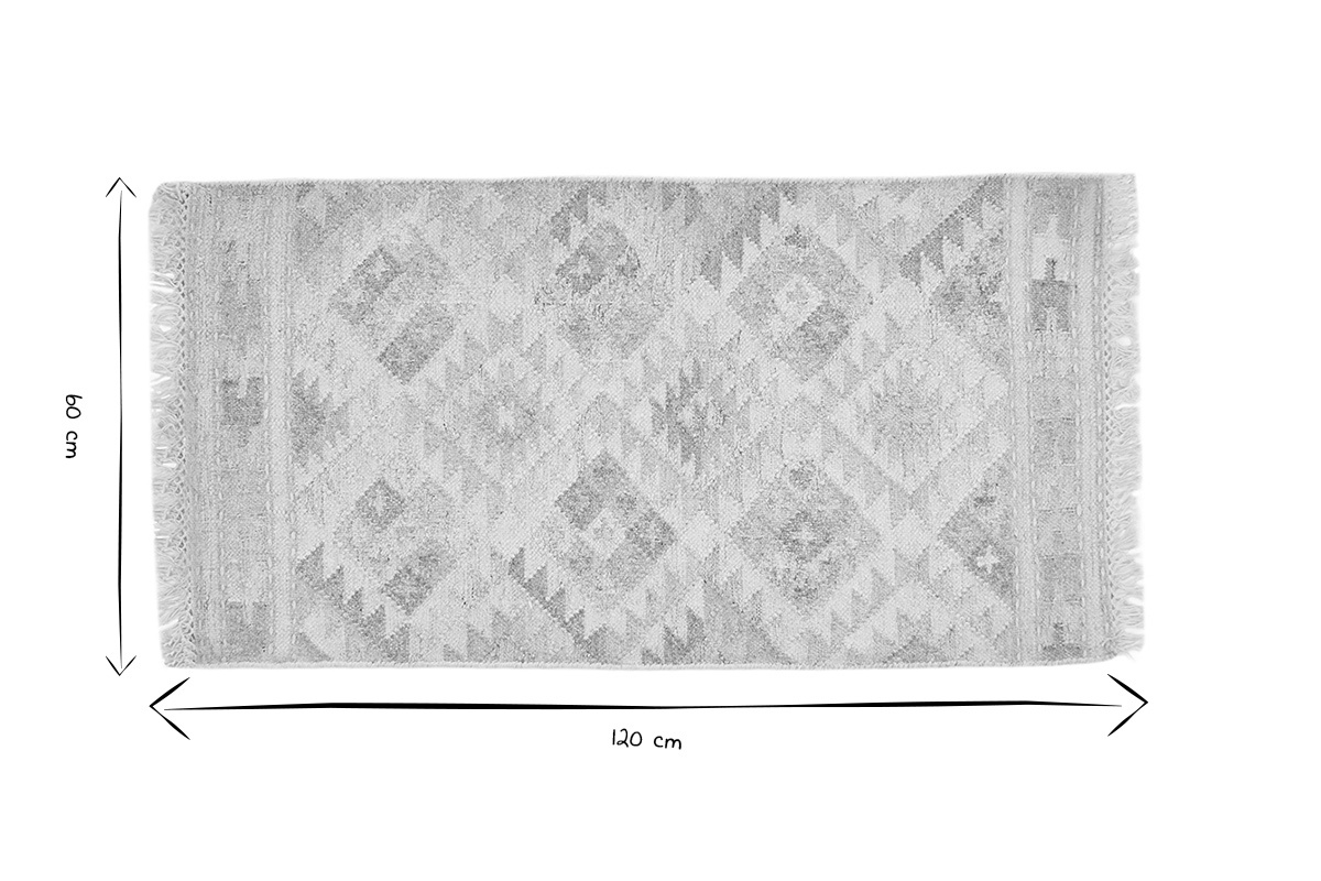Tappeto berbero beige con motivi in lana e cotone 60 x 120 cm MAKA