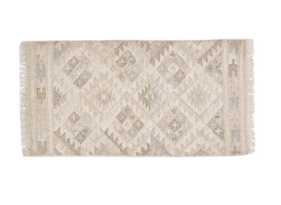 Tappeto berbero beige con motivi in lana e cotone 60 x 120 cm MAKAÏ