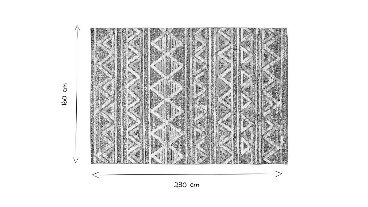 Tappeto berbero con motivi a rilievo bianco e grigio 160 x 230 cm ERGA