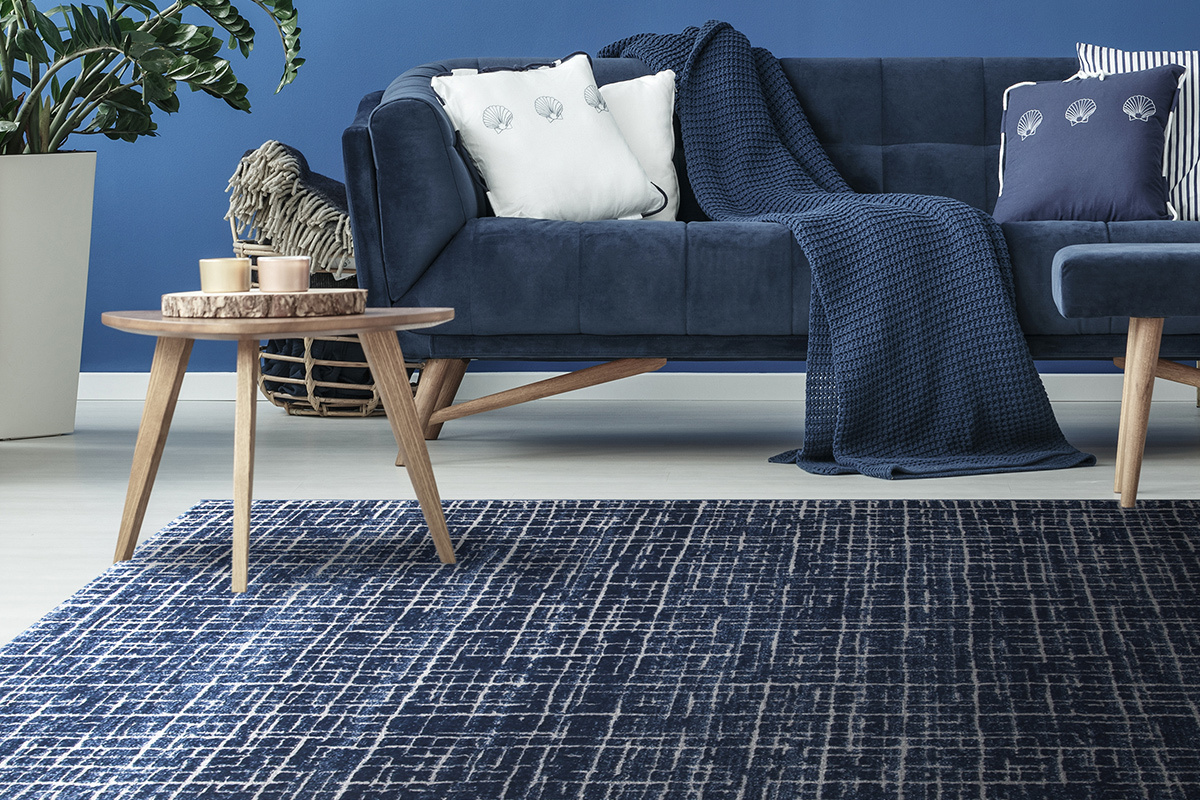 Tappeto blu con motivo grafico 200 x 290 cm SAPHIR