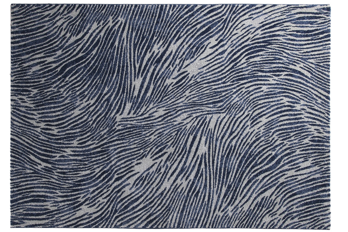 Tappeto blu e grigio con motivi 160 x 230 cm SEA