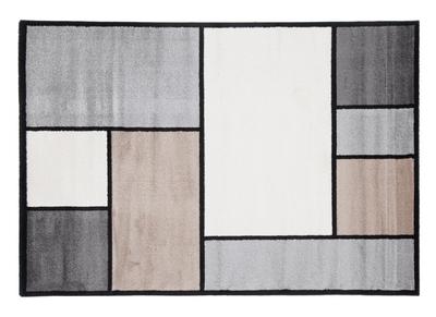 Tappeto con disegno bianco, beige e grigio 160 x 230 cm - CUBIK