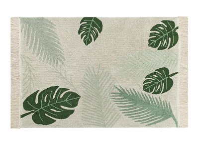Tappeto con motivo foglie, colore: Verde e Naturale, dimensioni: 140x200cm, modello: JUNGLE - Tappeto con motivo foglie, colore: Verde e Naturale, dimensioni: 140x200cm, modello: JUNGLE