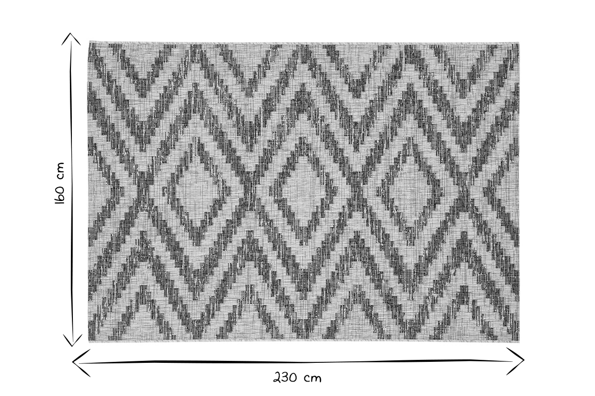 Tappeto da esterni a motivi geometrici  grigio 160 x 230 cm LUDI