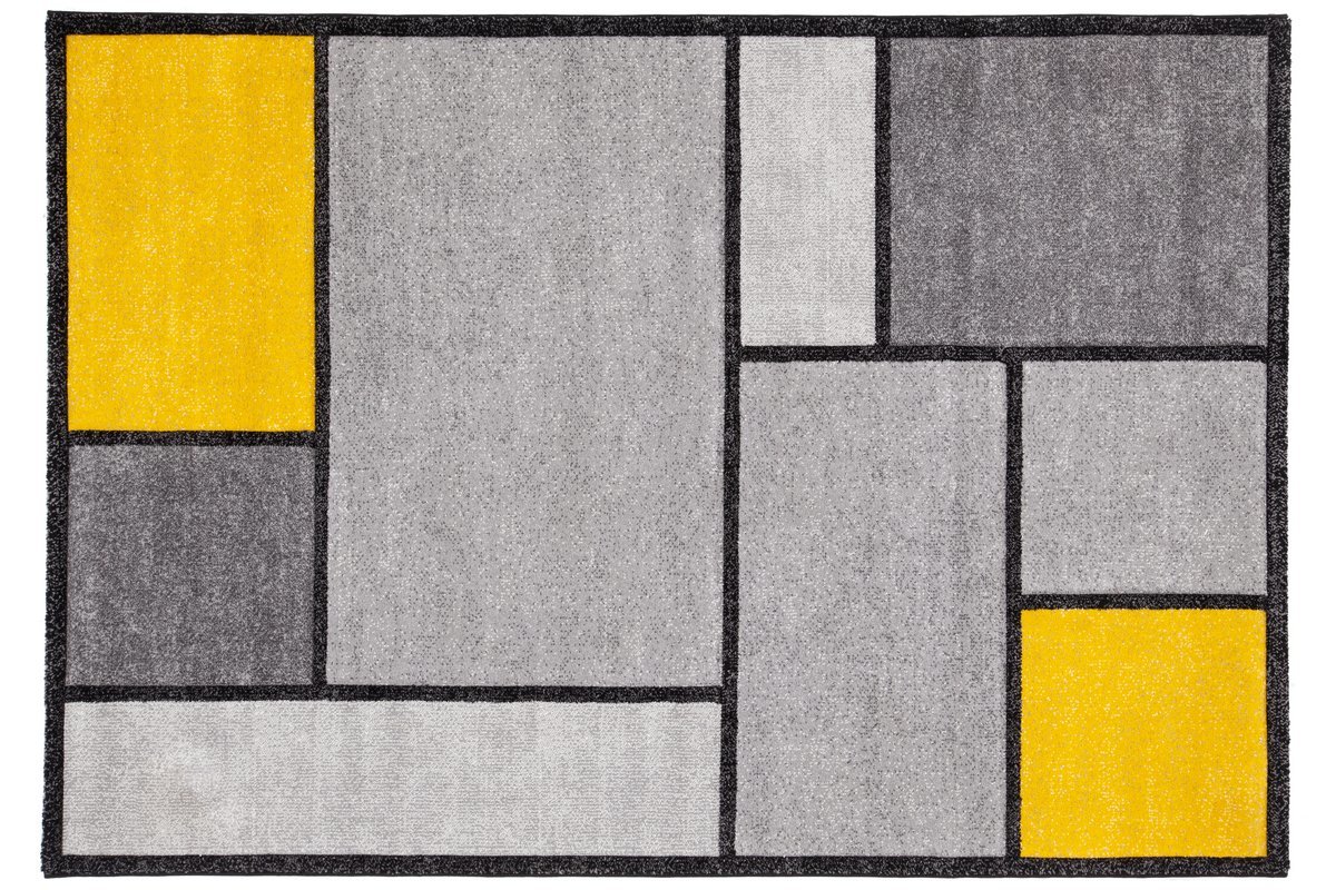 Tappeto di design giallo e grigio 160 x 230 cm - CUBIK