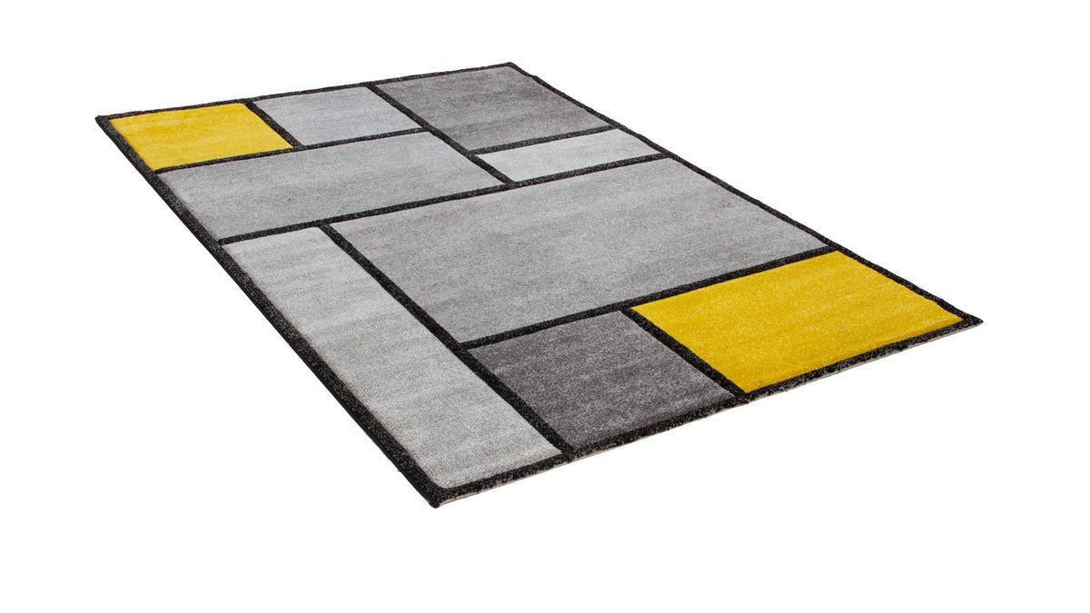 Tappeto di design giallo e grigio 160 x 230 cm - CUBIK