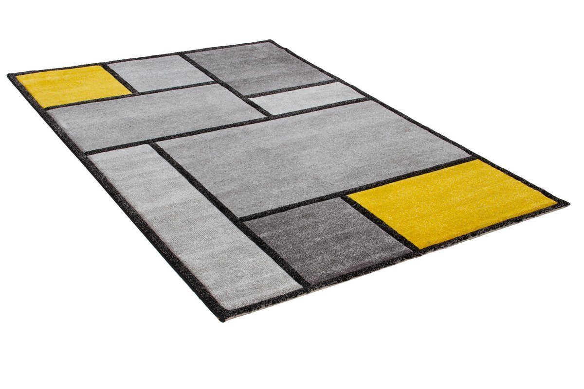 Tappeto di design giallo e grigio 160 x 230 cm - CUBIK