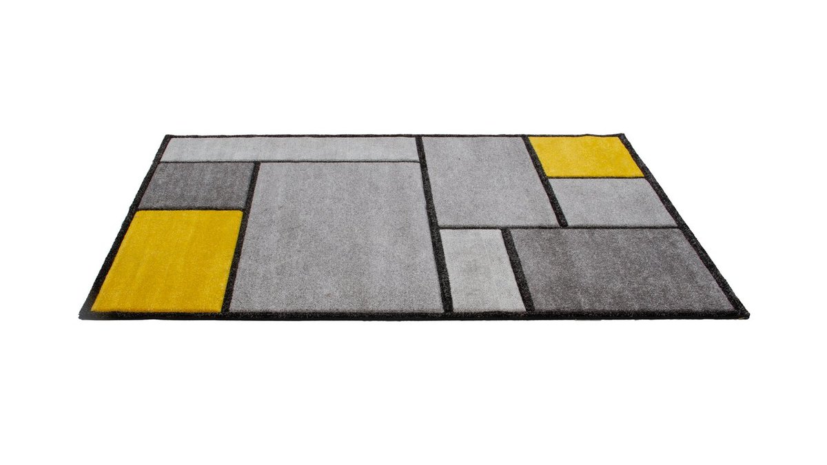 Tappeto di design giallo e grigio 160 x 230 cm - CUBIK