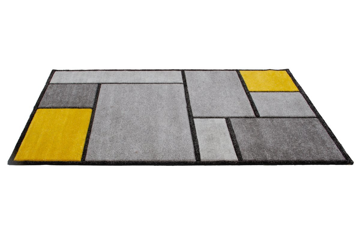 Tappeto di design giallo e grigio 160 x 230 cm - CUBIK