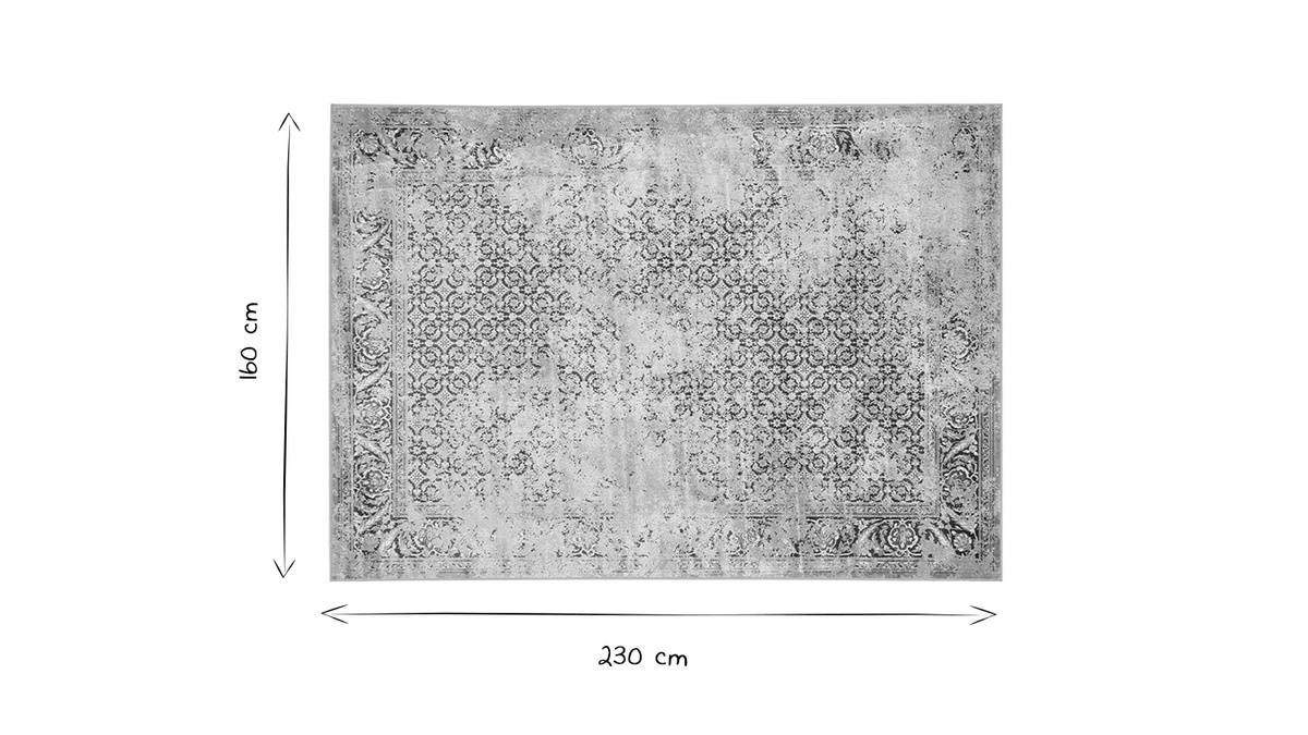 Tappeto effetto vissuto grigio in viscosa L160 x L230 cm PETRA