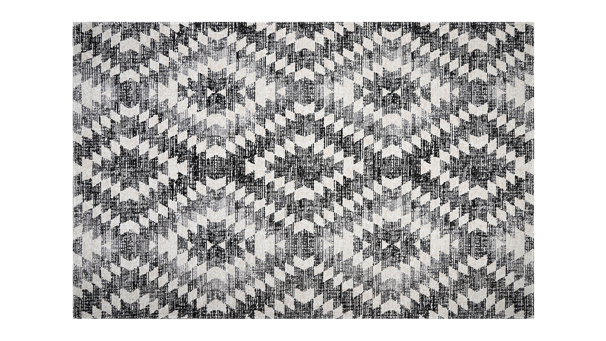 Tappeto etnico motivo losanghe grigio nero interno esterno 150 x 220 cm PIXO