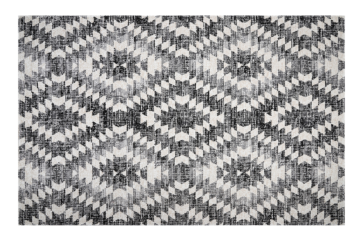 Tappeto etnico motivo losanghe grigio nero interno esterno 150 x 220 cm PIXO