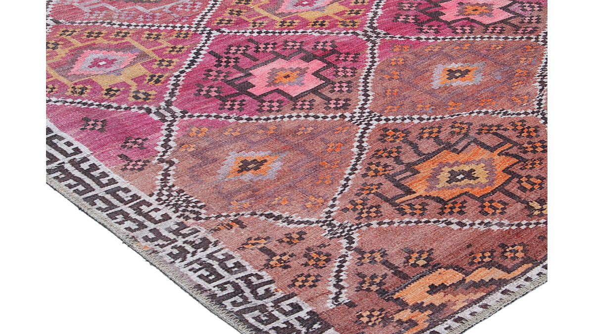 Tappeto etnico rosa a motivi L160 x L230 cm ALEV