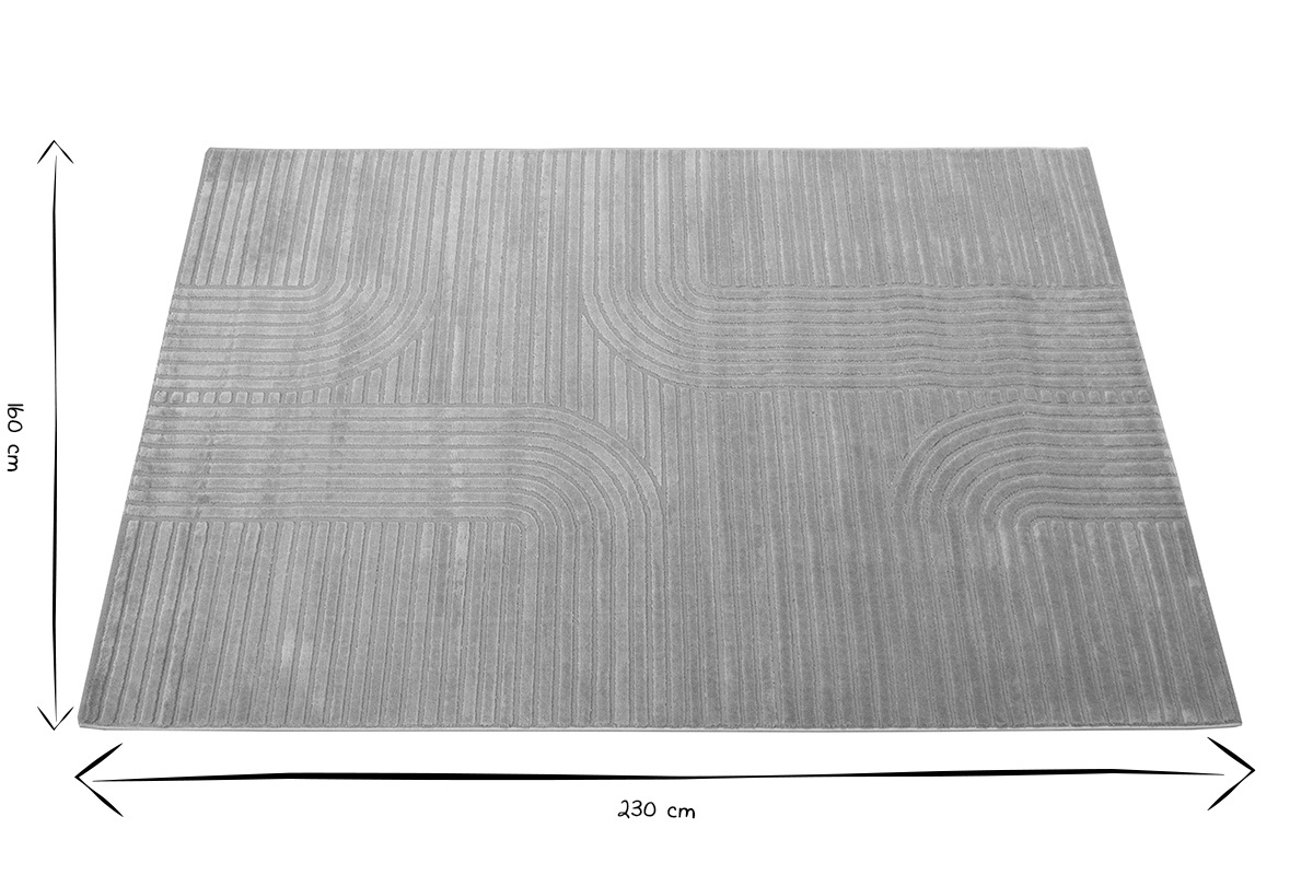Tappeto grafico rettangolare grigio 160 x 230 cm MAGNUS