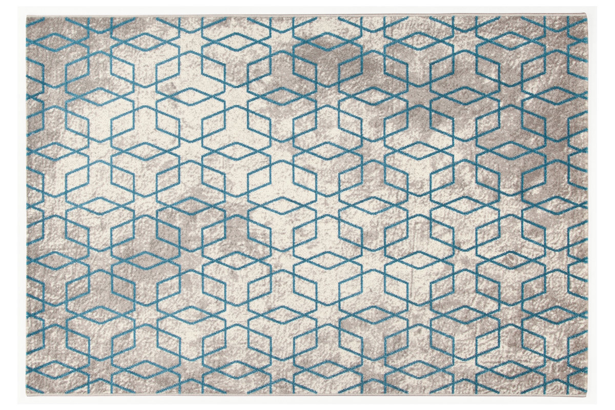 Tappeto greggio con motivi blu 160 x 230 cm SOHO