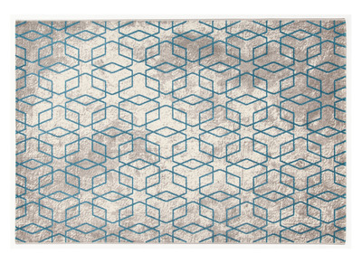 Tappeto greggio con motivi blu 160 x 230 cm SOHO