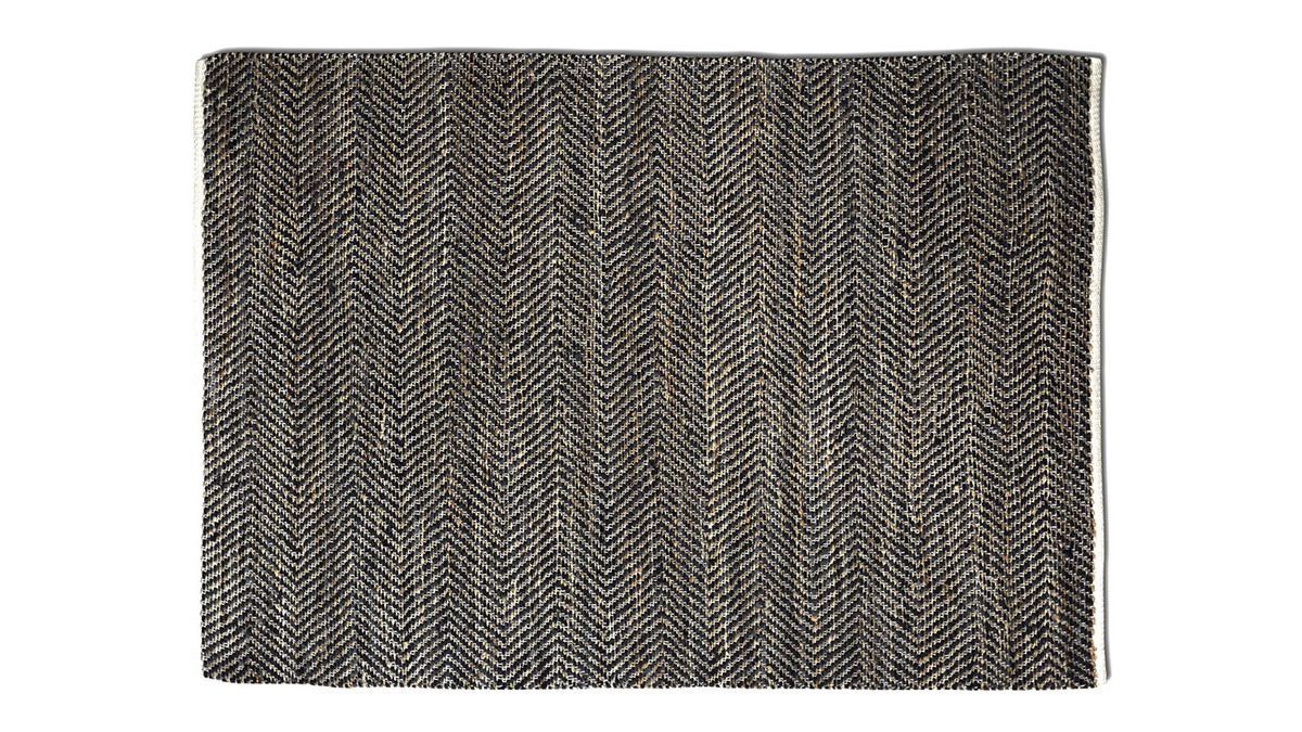 Tappeto grigio antracite in canapa, misura 160x230 cm, modello RAFT