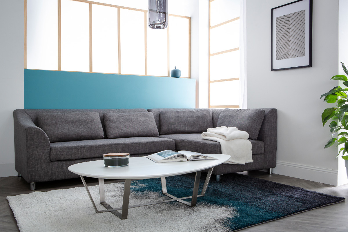 Tappeto grigio e blu moderno in polipropilene 160x230 cm TEKOA