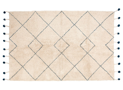 Tappeto in cotone naturale e pompon 110x170 cm TANVI