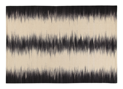 Tappeto in lana avorio e nero 160 x 230 cm IKAT - Tappeto in lana avorio e nero 160 x 230 cm IKAT