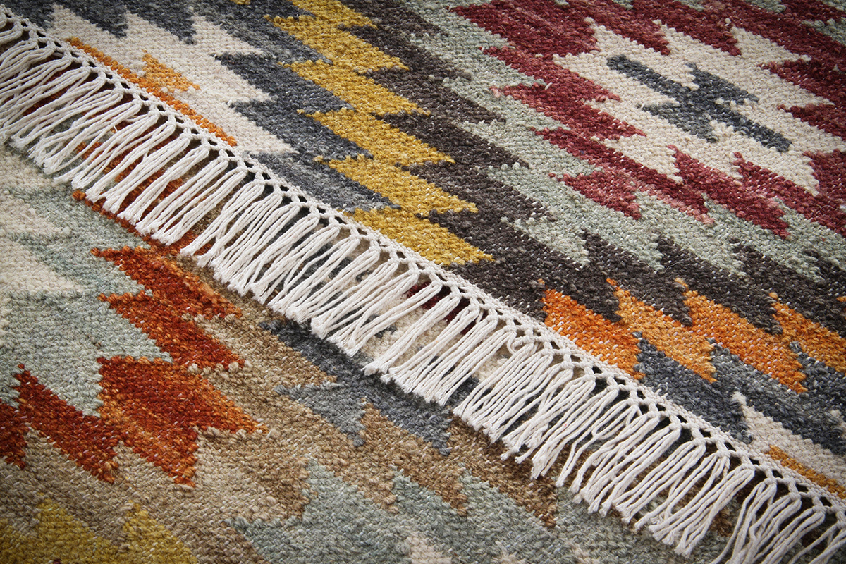 Tappeto kilim tessuto a mano in lana e cotone 160 x 230 cm CHEYENE