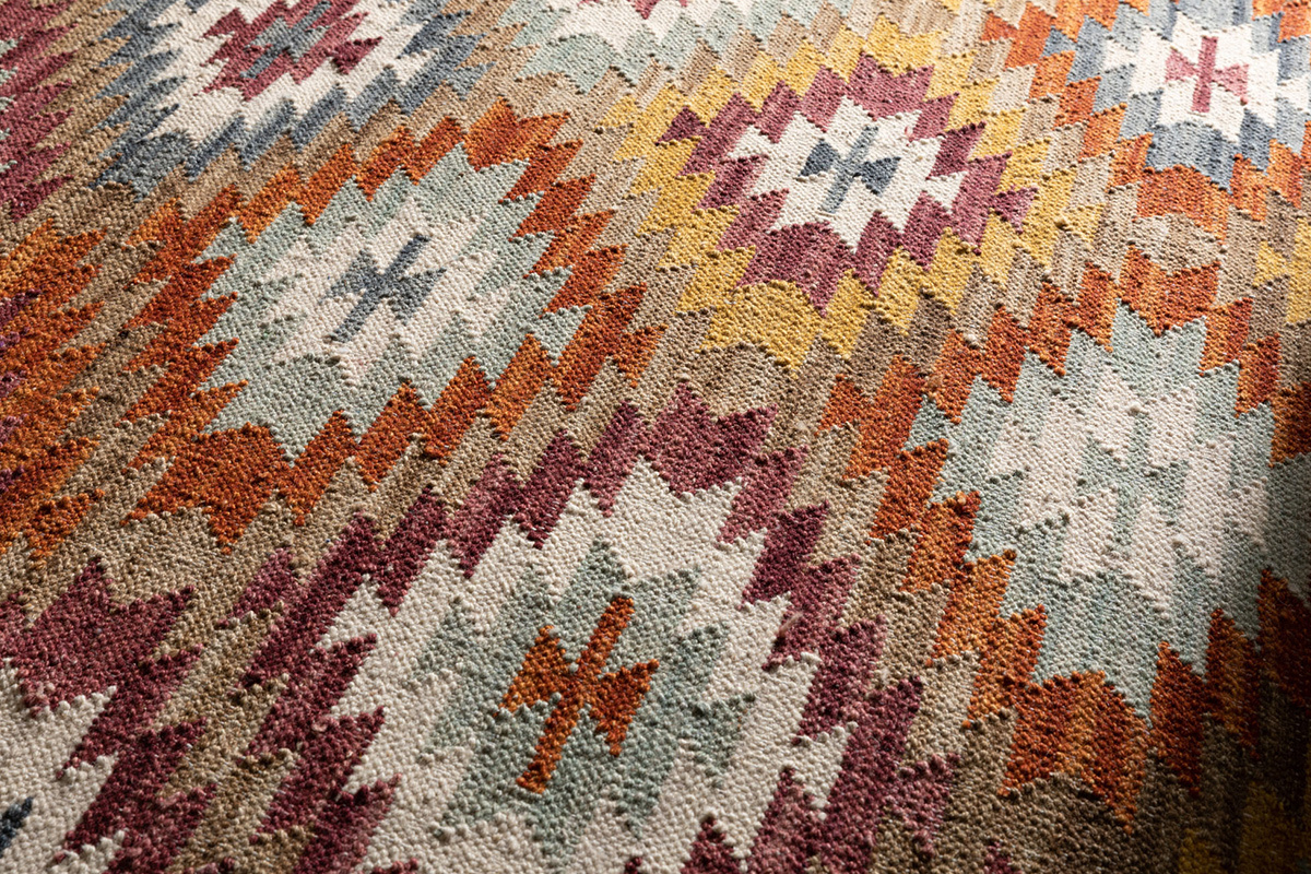 Tappeto kilim tessuto a mano in lana e cotone 160 x 230 cm CHEYENE