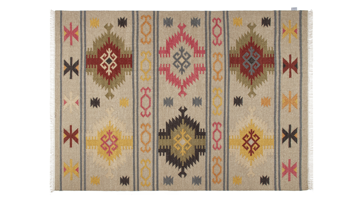 Tappeto kilim tessuto a mano in lana e cotone 160 x 230 cm SAUK
