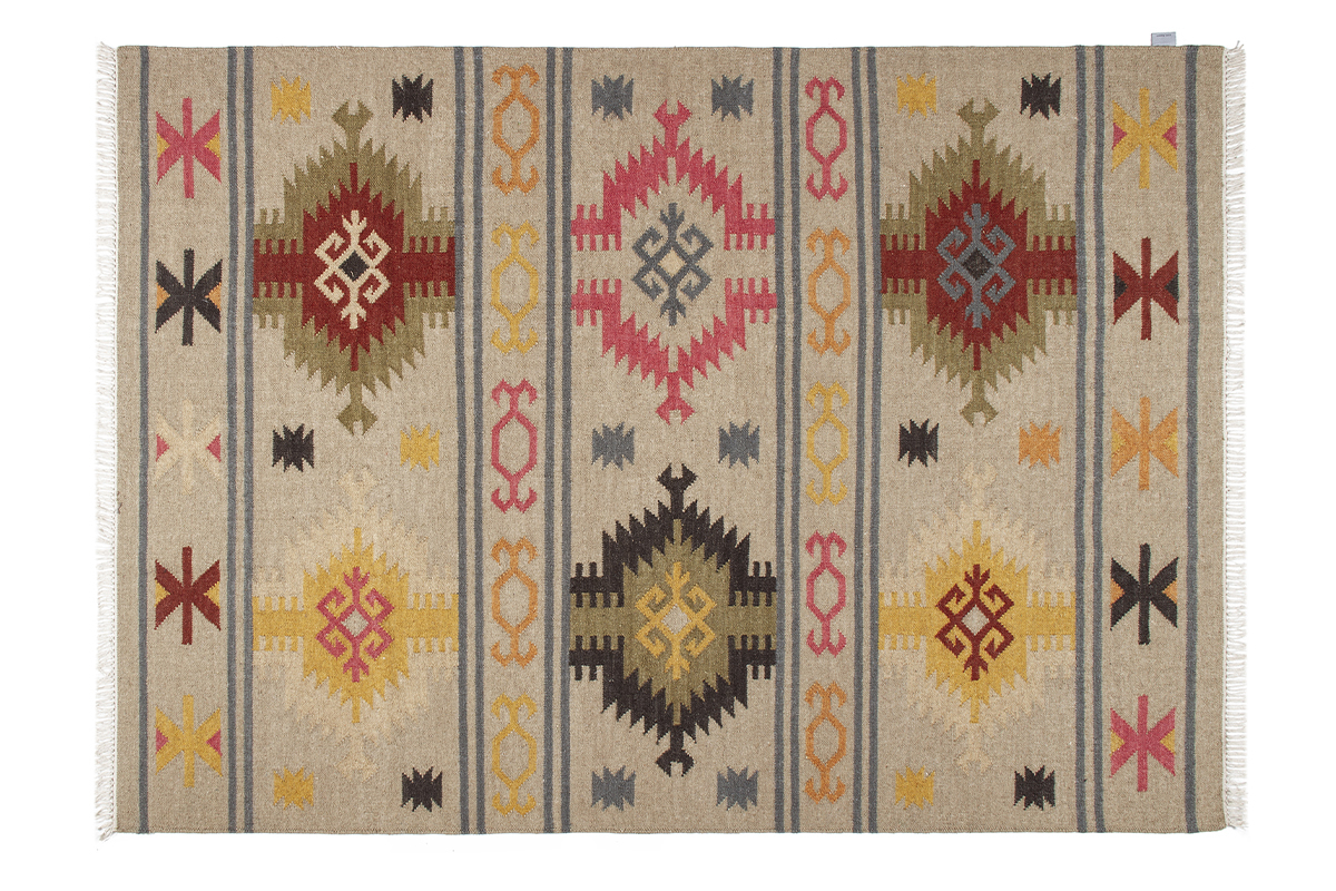 Tappeto kilim tessuto a mano in lana e cotone 160 x 230 cm SAUK