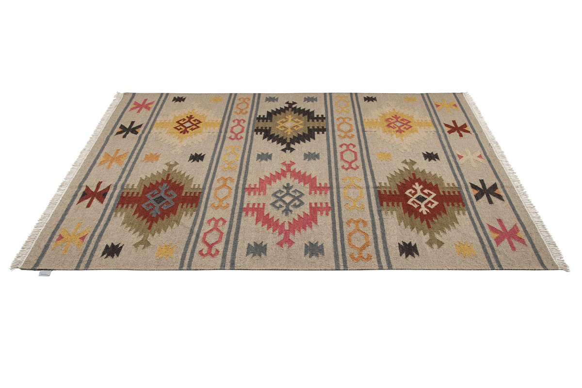 Tappeto kilim tessuto a mano in lana e cotone 160 x 230 cm SAUK