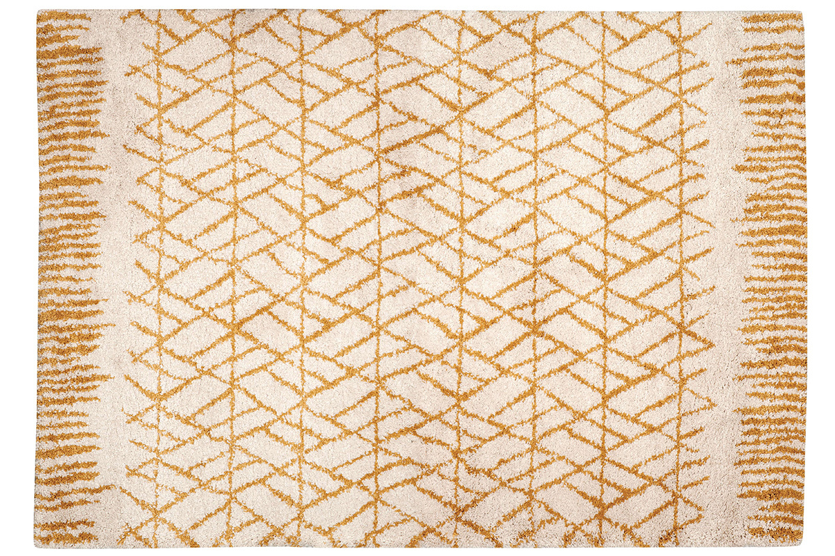 Tappeto moderno beige e giallo 160 x 230 cm PALMERAIE
