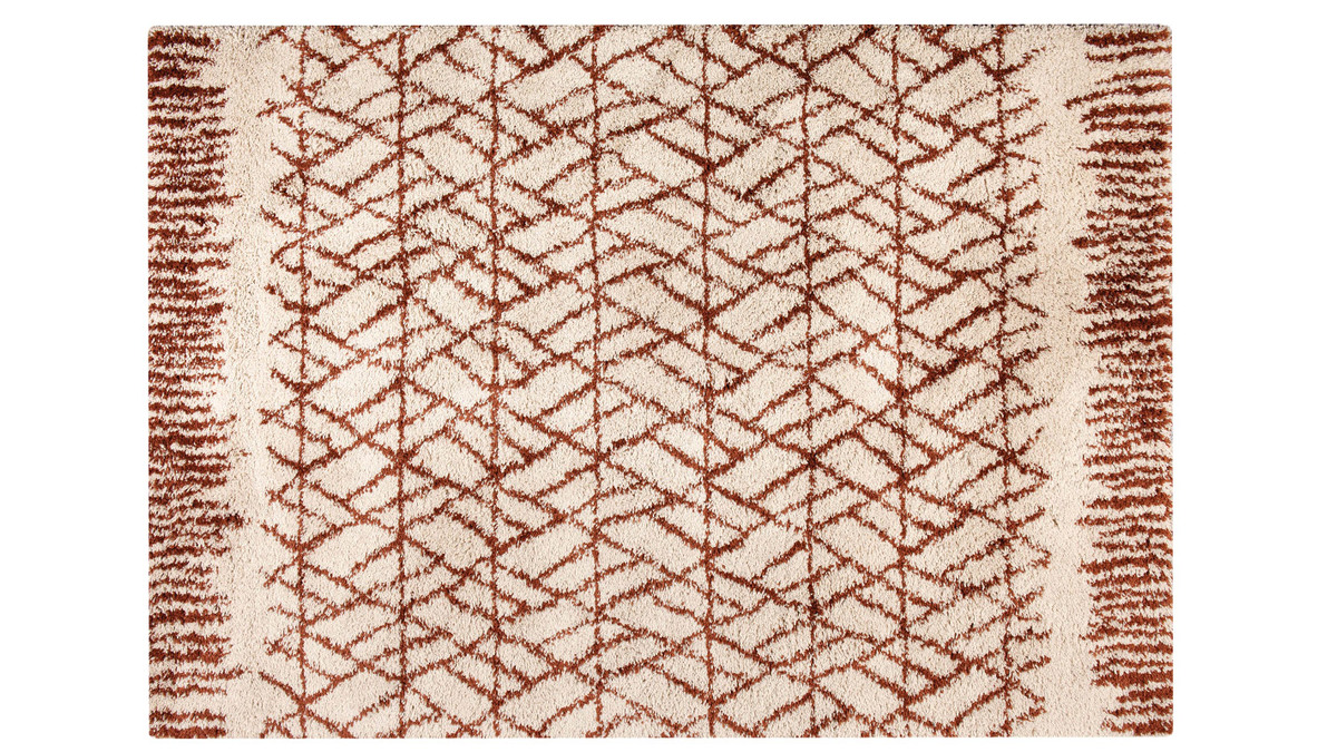 Tappeto moderno beige e rosso mattone 200 x 290 cm PALMERAIE